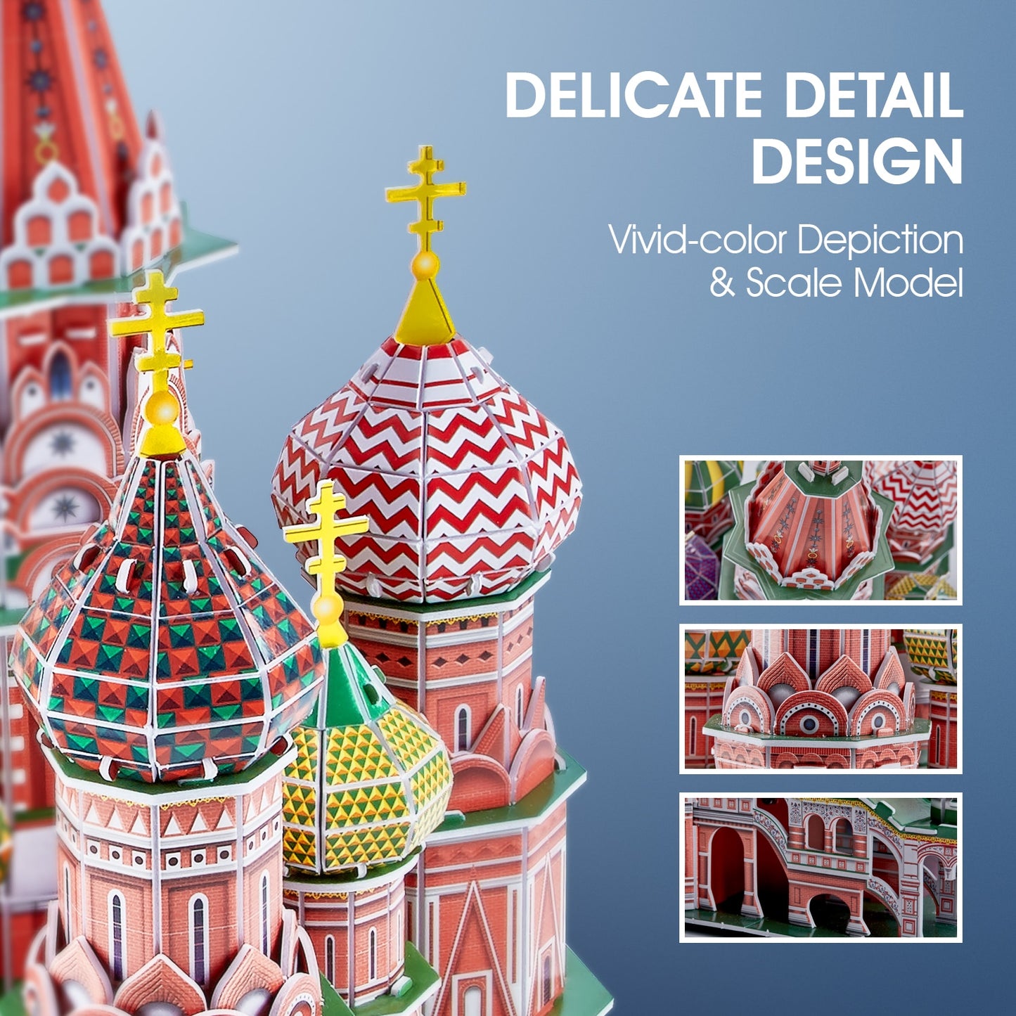 CubicFun 3D Puzzles LED Russia Cathedral Model St.Basil&#39;s Cathedral Architecture Building Church Kits Toys for Adults Kids