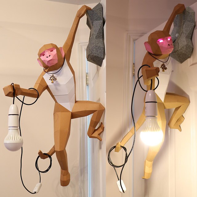 3D DIY Paper Model of Hanging Monkey