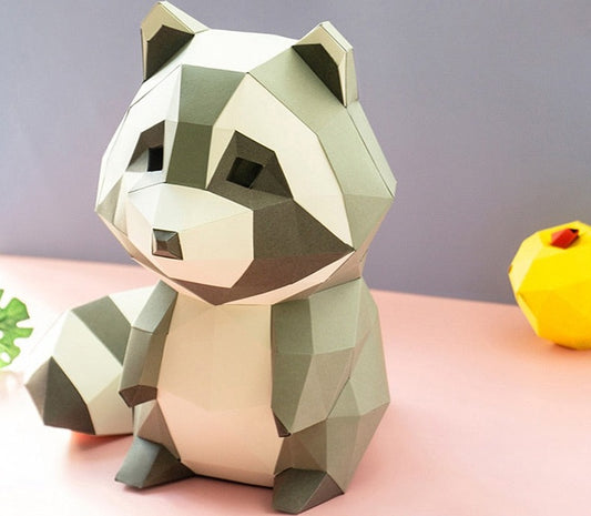 3D DIY Paper Model of cute Raccoon